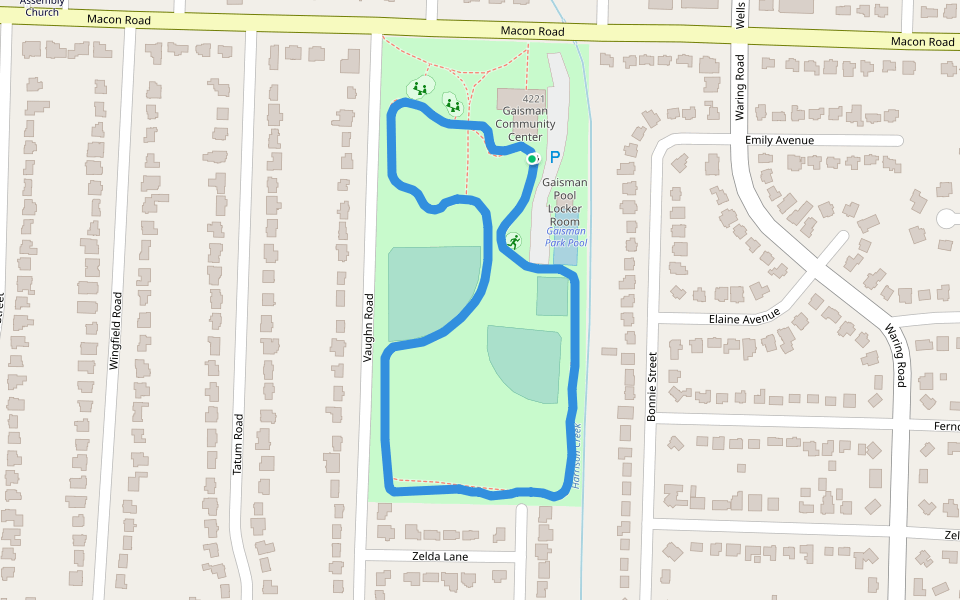 Gaisman Park walking route map in Memphis
