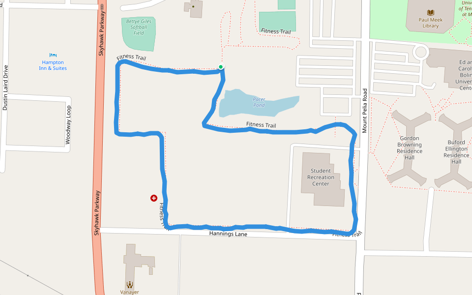 Pacer Pond walking route map in Martin