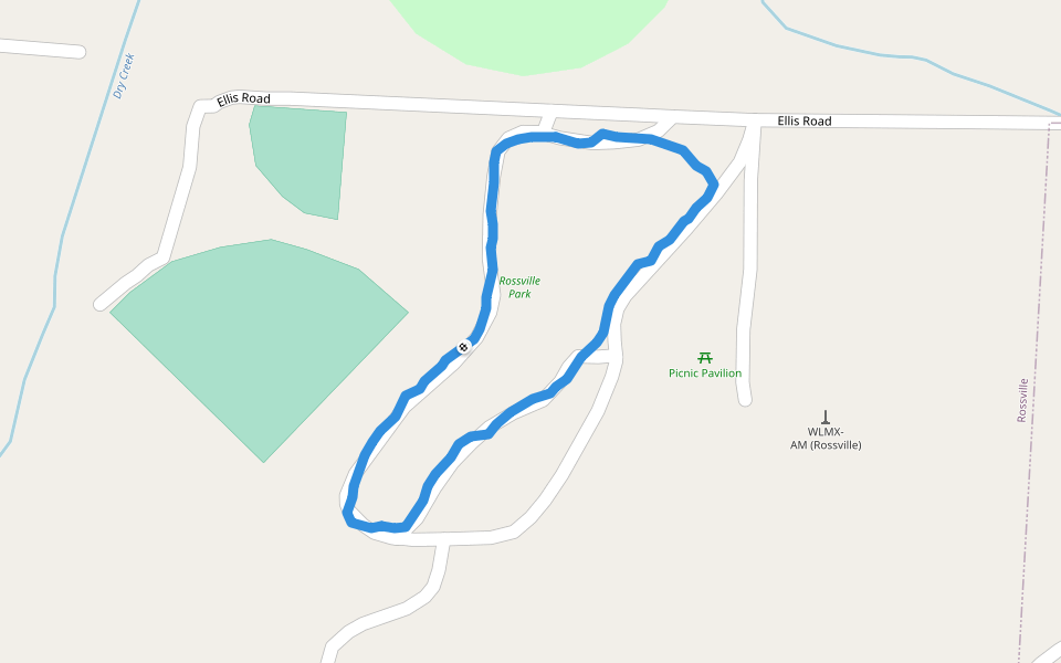 Rossville Park walking route map in Rossville