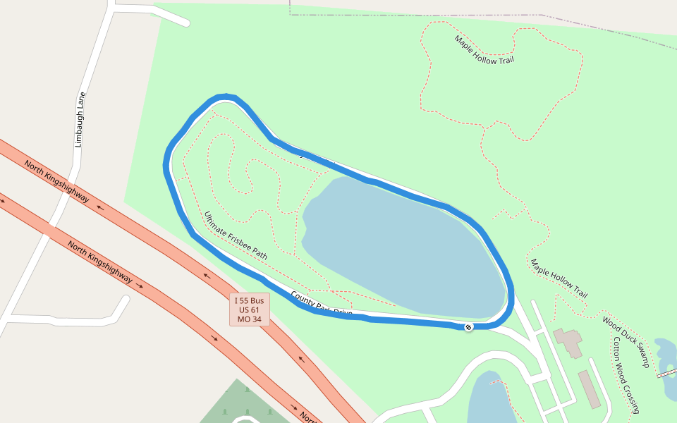 Cape Girardeau County Park North walking route map in Cape Girardeau