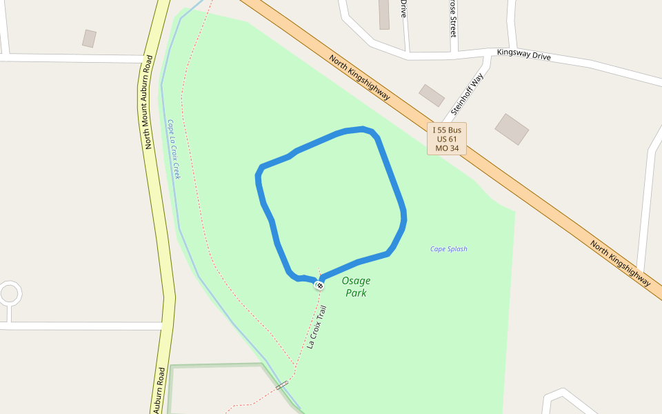 Osage Park walking route map in Cape Girardeau