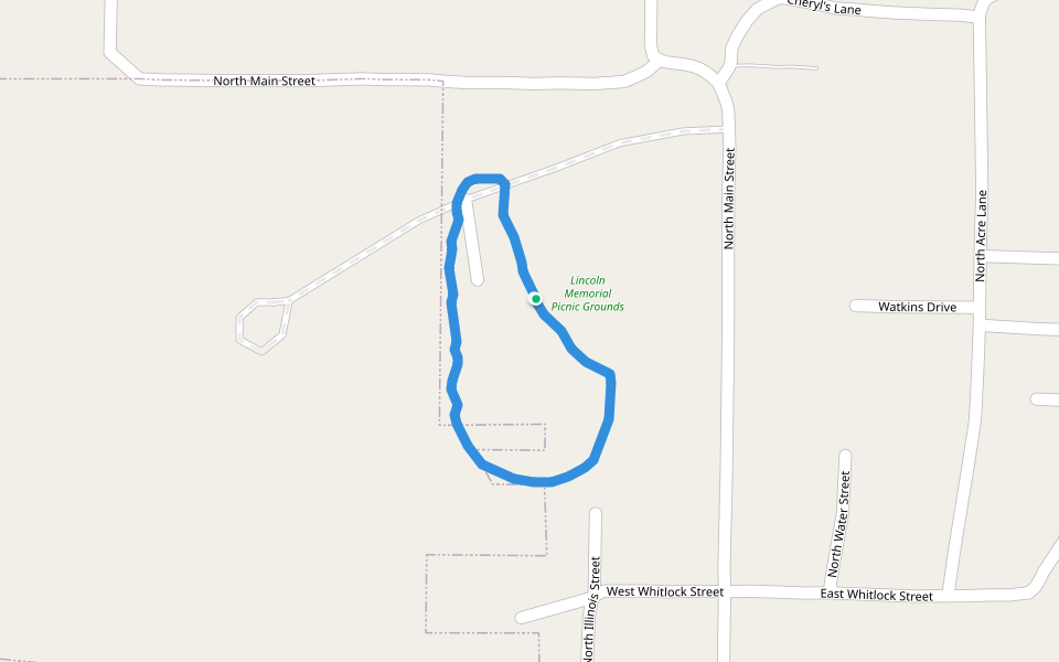 Lincoln Memorial Picnic Grounds walking route map in Jonesboro