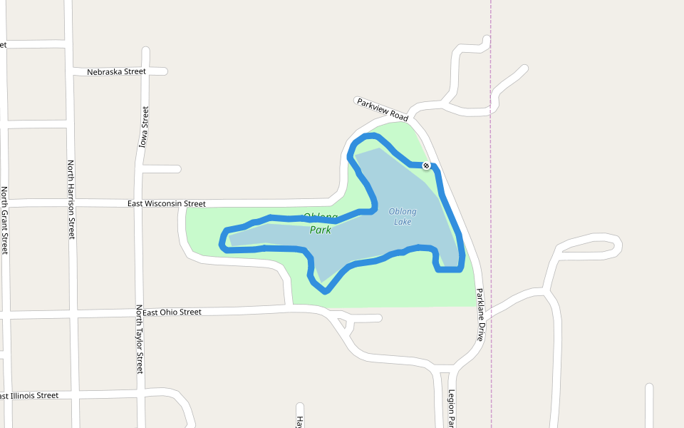 Oblong Lake Circle walking route map in Oblong