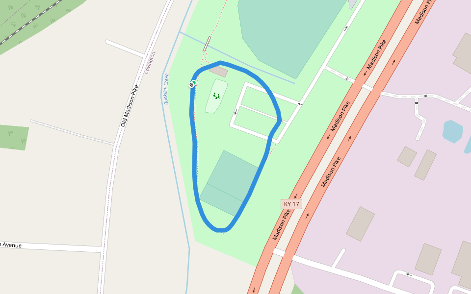 Pioneer Park walking route map in Covington