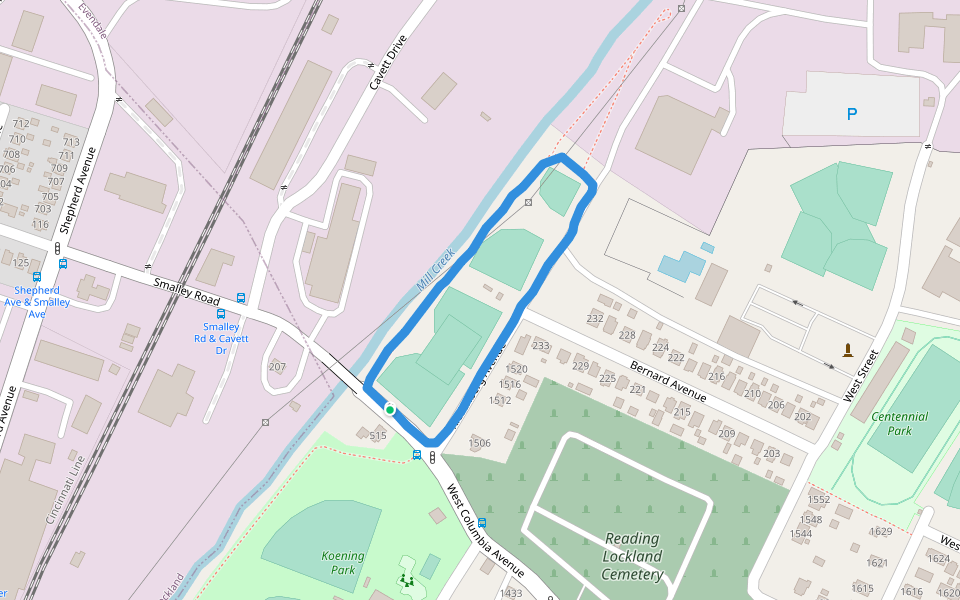 Koening Park walking route map in Reading