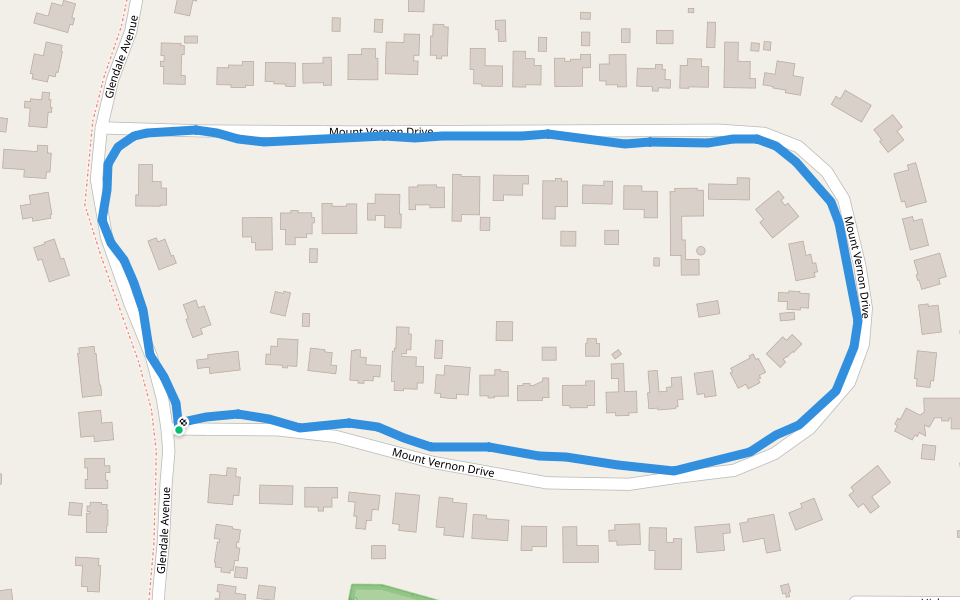 Mount Vernon Drive walking route map in Decatur