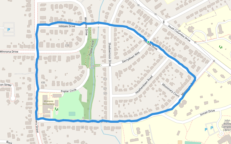 Columbia Theological Seminary walking route map in Decatur