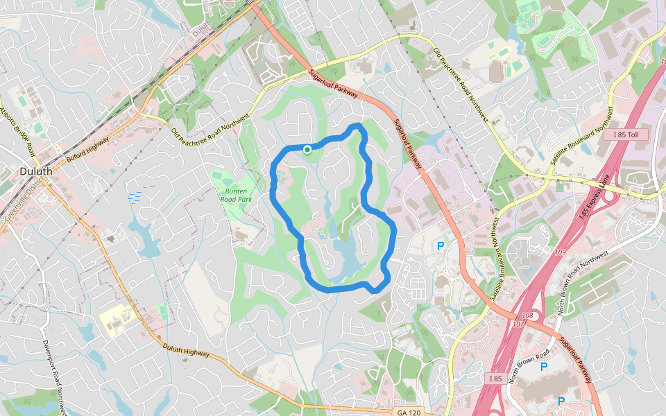 Rollins Ranch Lake walking route map in Duluth
