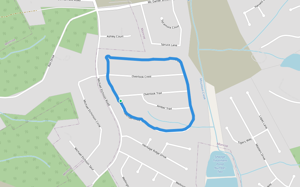 Michael Circle walking route map in Monroe