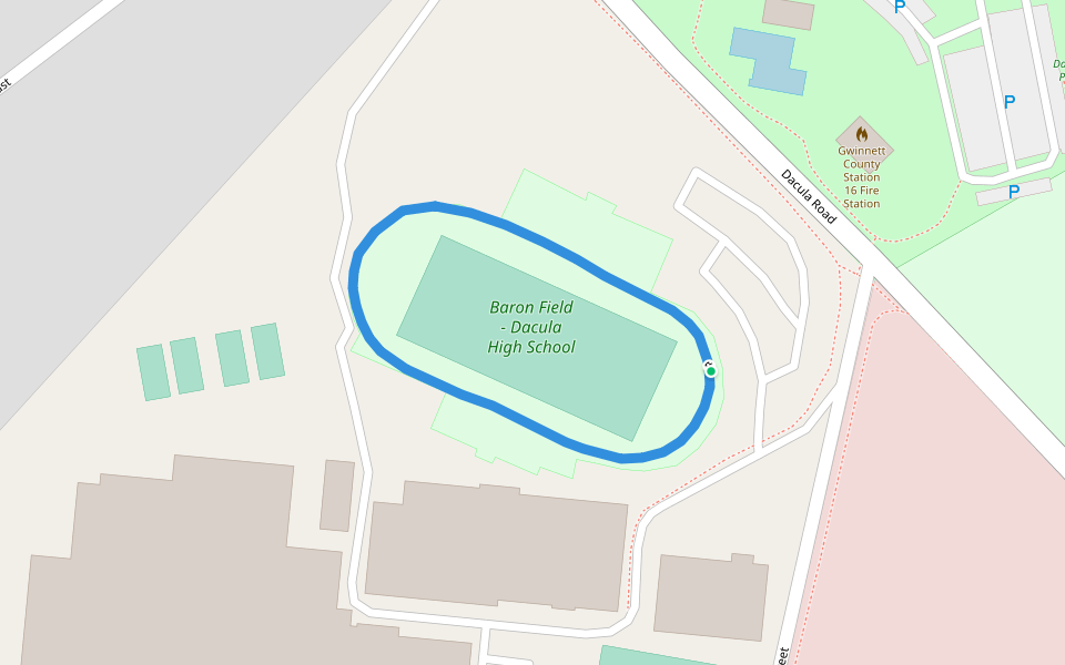 Baron Field - Dacula High School walking route map in Dacula