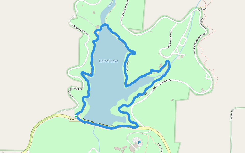 Lake Trail walking route map in Helen