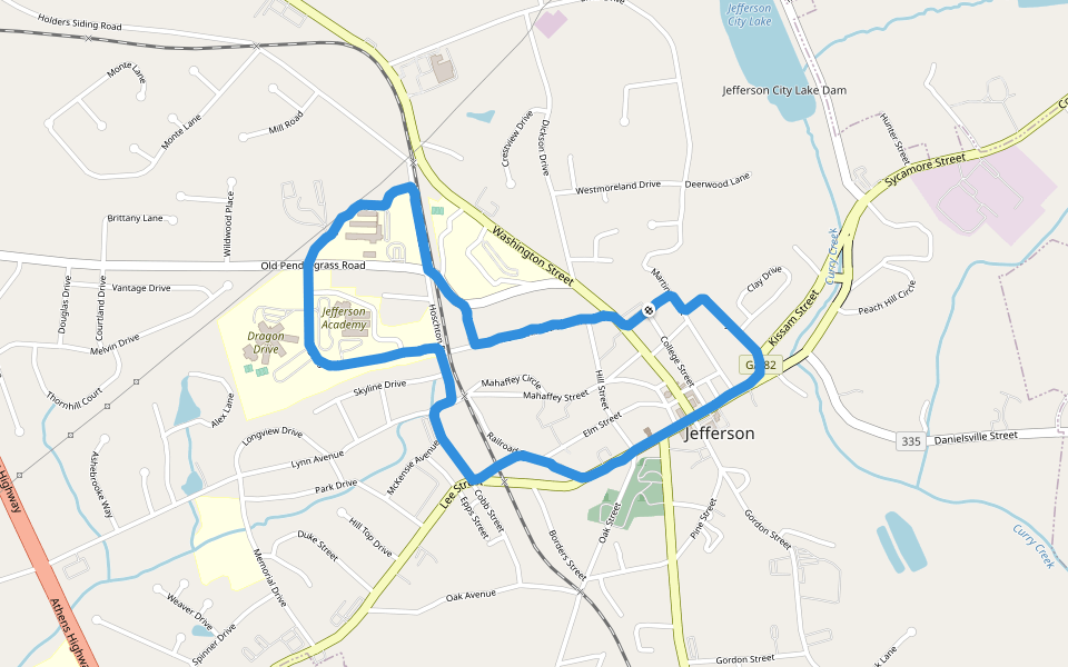 Jefferson High School walking route map in Jefferson