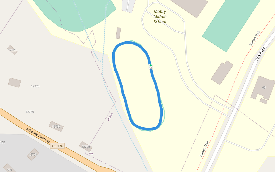 Mabry Middle School walking route map in Inman