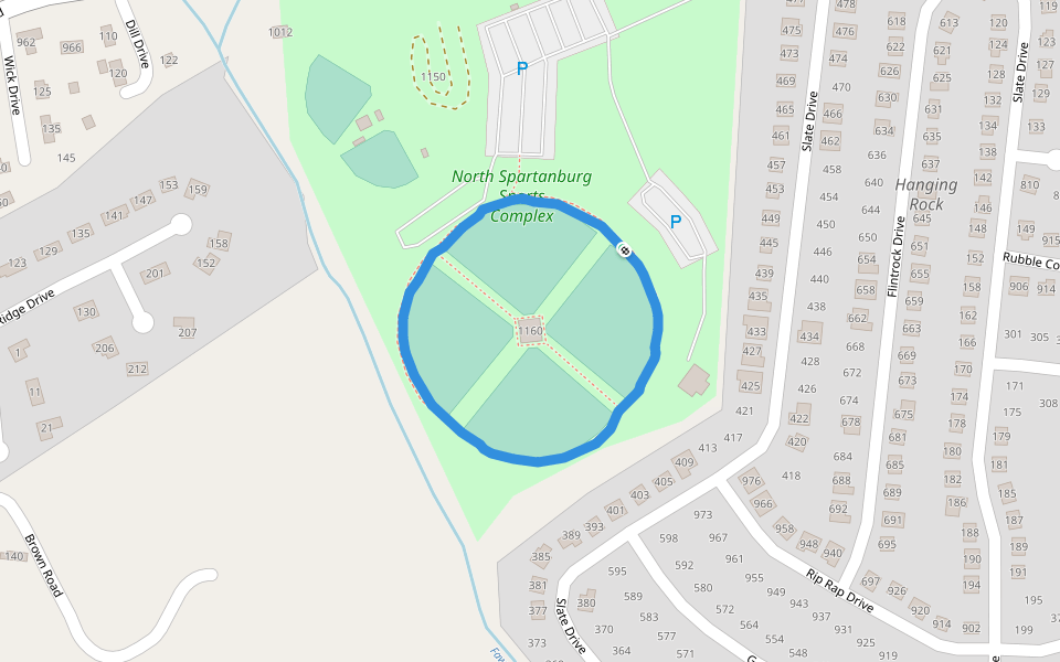 North Spartanburg Sports Complex walking route map in Boiling Springs