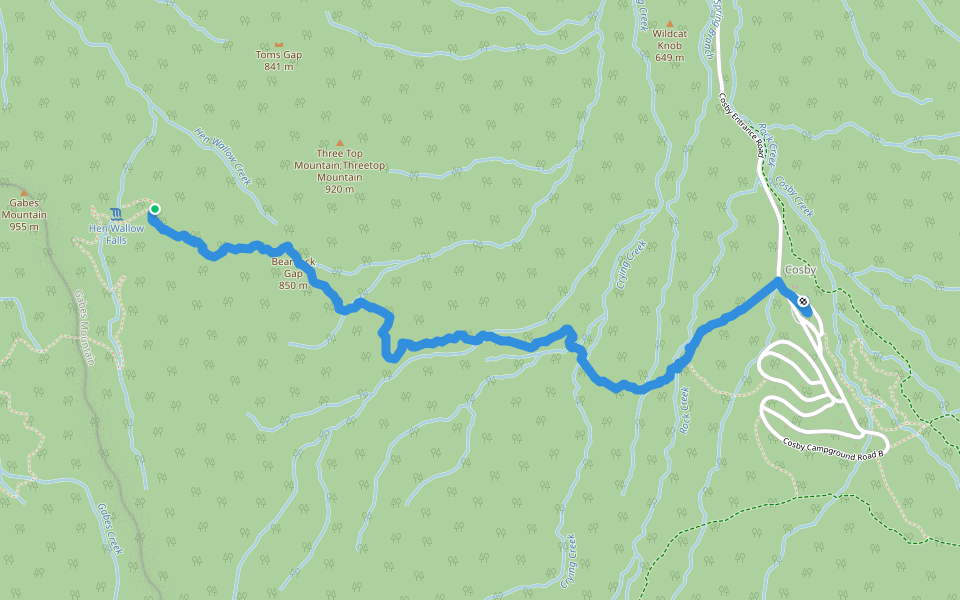 Bearneck Gap - Gabes Mountain Trail walking route map in Cosby