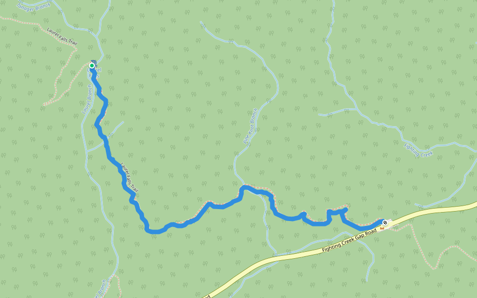 Laurell Falls walking route map in Sevierville