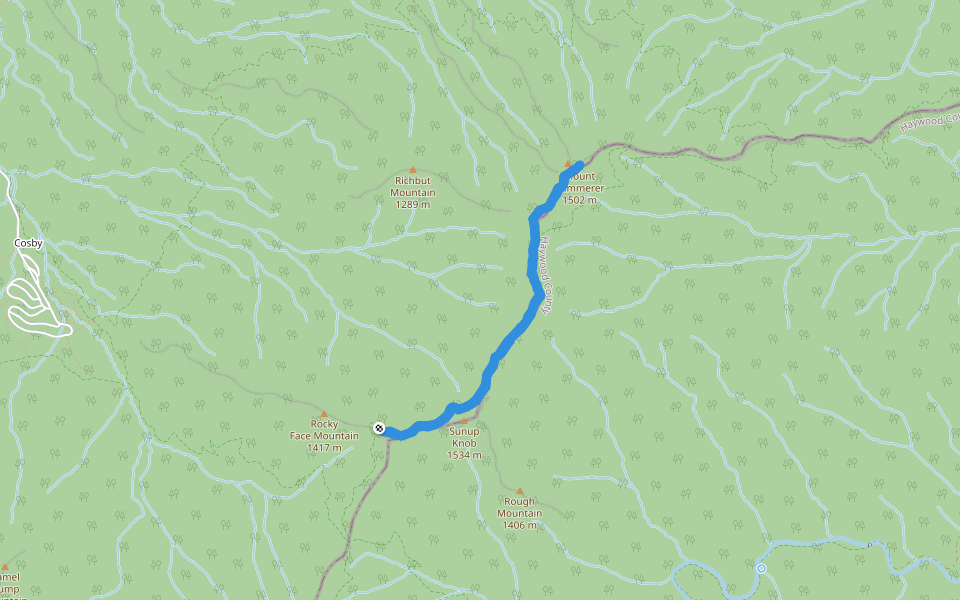 Rocky Face Mountain - Appalachian Trail walking route map in Cosby
