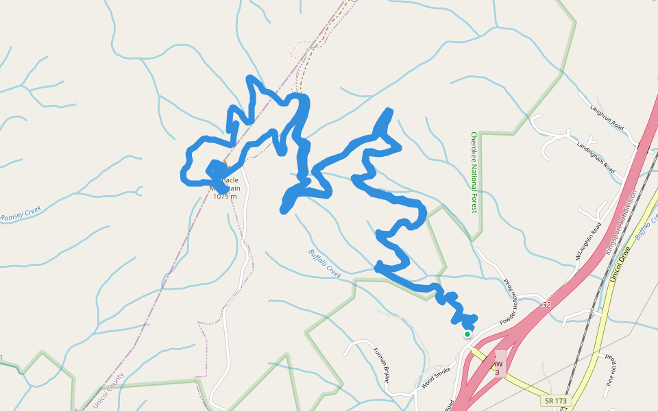 Cherokee National Forest - Pinnacie Mountain Tower Trail walking route map in Unicoi