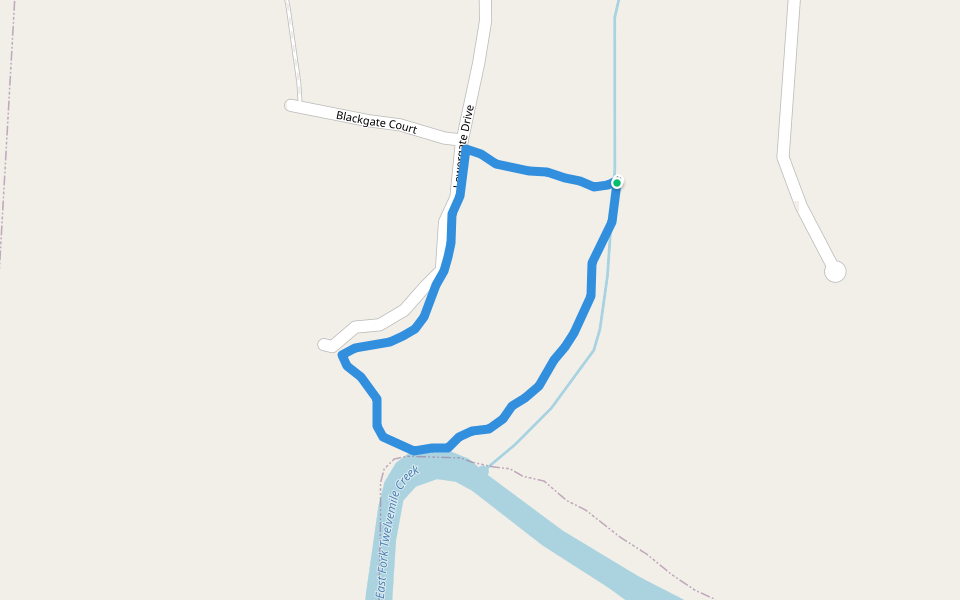 East Fork Twelvemile Creek walking route map in Waxhaw