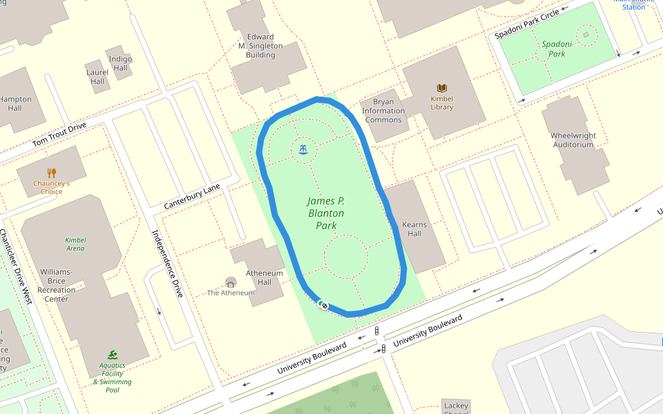 James P. Blanton Park walking route map in Conway
