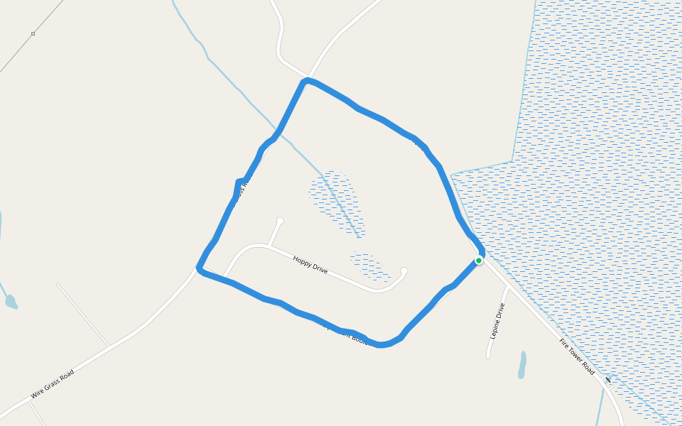 Juniper Bay Wetland Research Area walking route map in Orrum