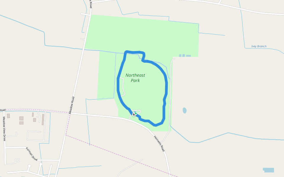 Northeast Park walking route map in Lumberton