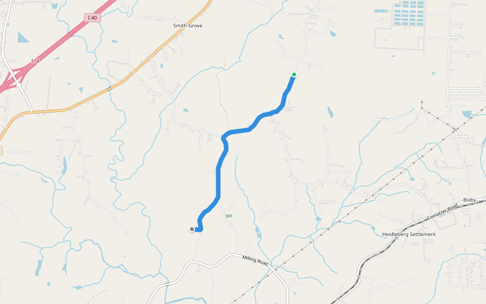 Howardtown  walking route map in Mocksville