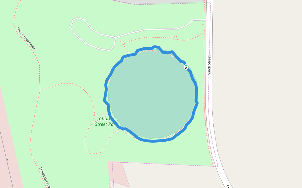 Church Street Park walking route map in Morrisville
