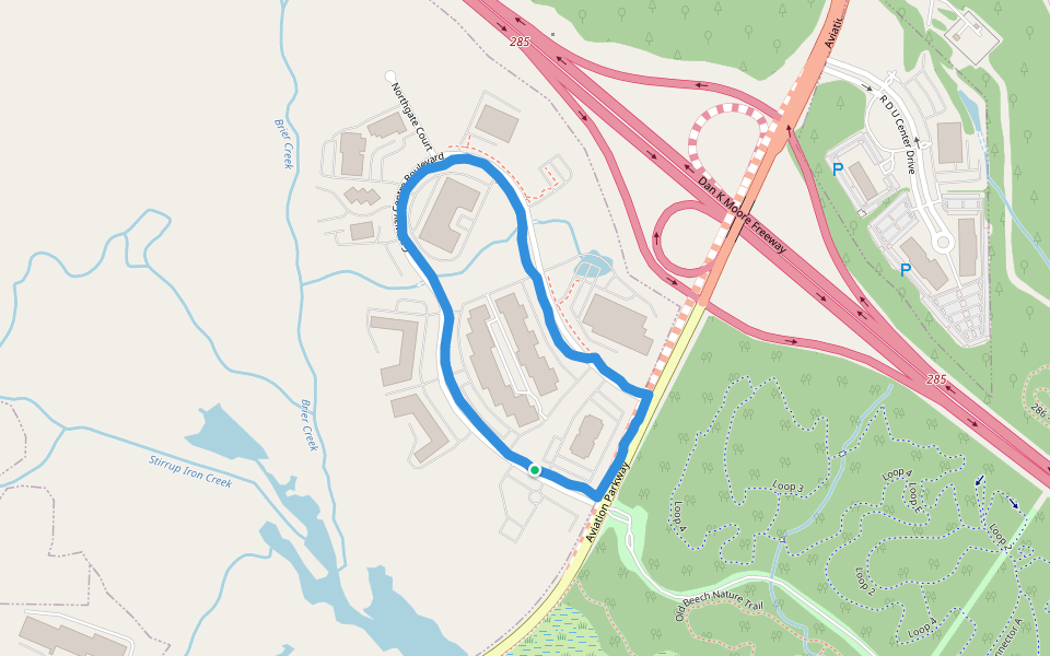 Gateway Centre Boulevard walking route map in Morrisville