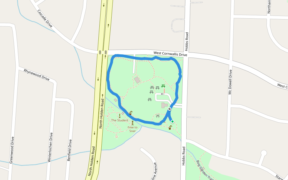 Tanger Bicentennial Gardens walking route map in Greensboro