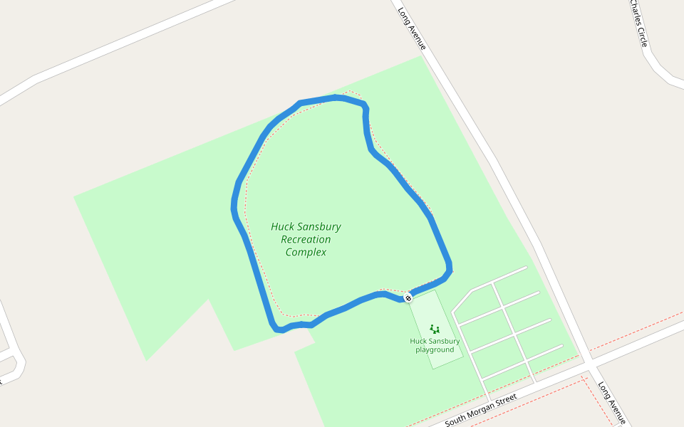 Huck Sansbury Recreation Complex walking route map in Roxboro