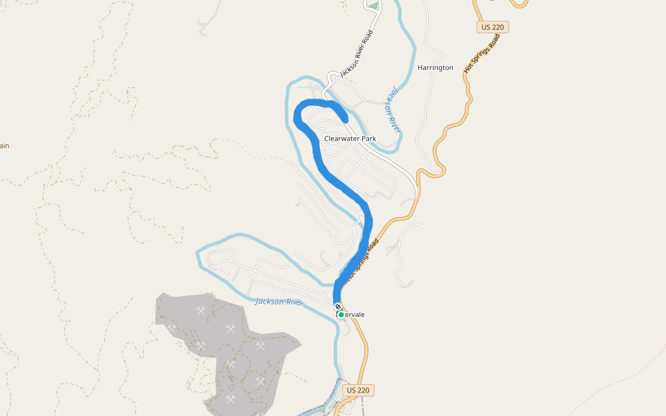 Jackson River Walking trail walking route map in Covington