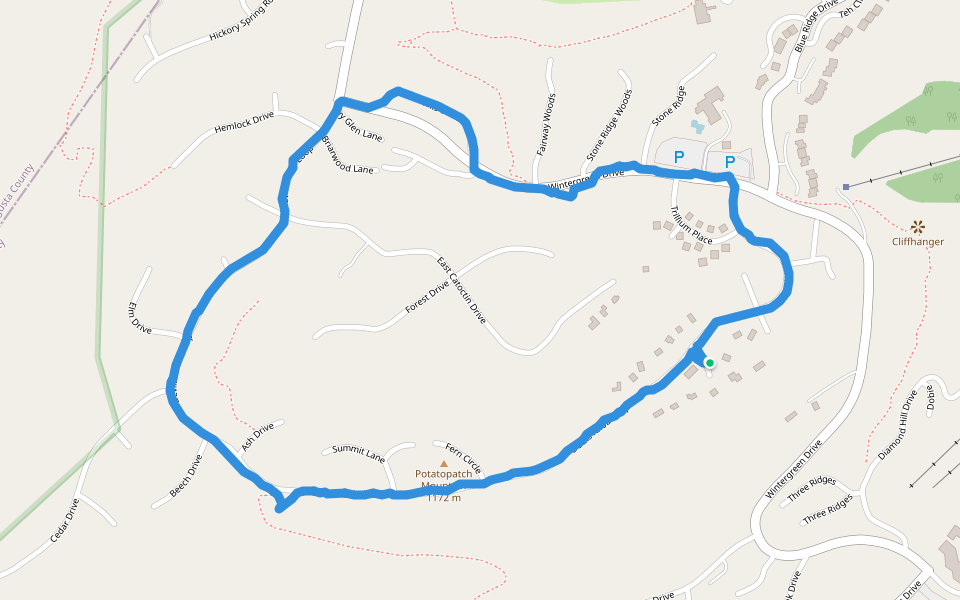 Potatopatch Mountain walking route map in Roseland