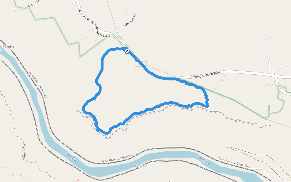 Endless Wall Trail walking route map in Edmond