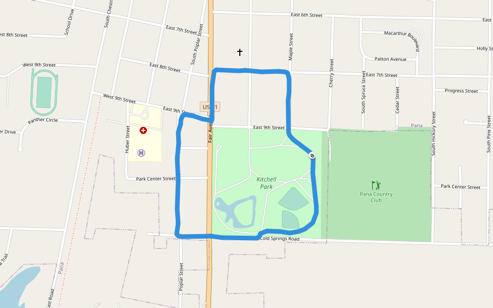 Kitchell Park walking route map in Pana