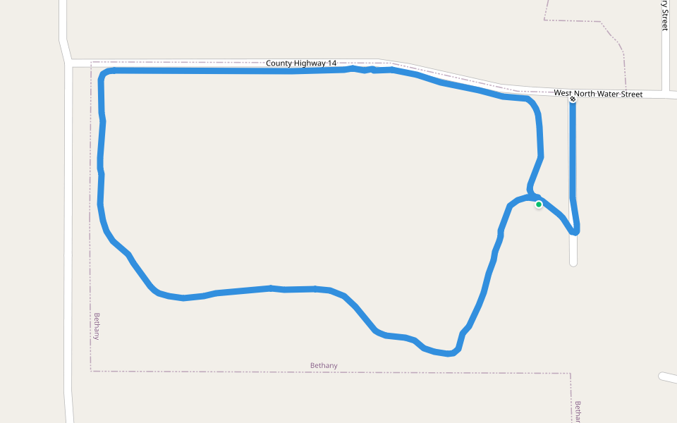 Bethany Skatepark - W North Water Street walking route map in Bethany