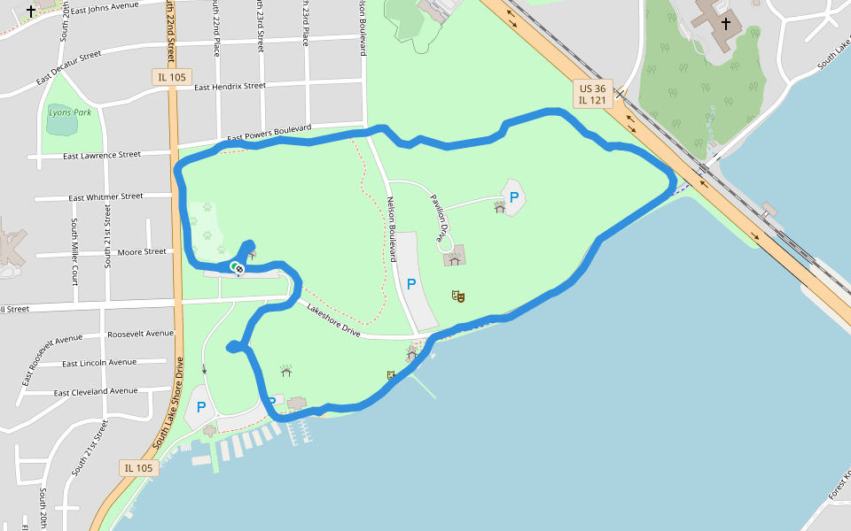 Nelson park walking route map in Decatur