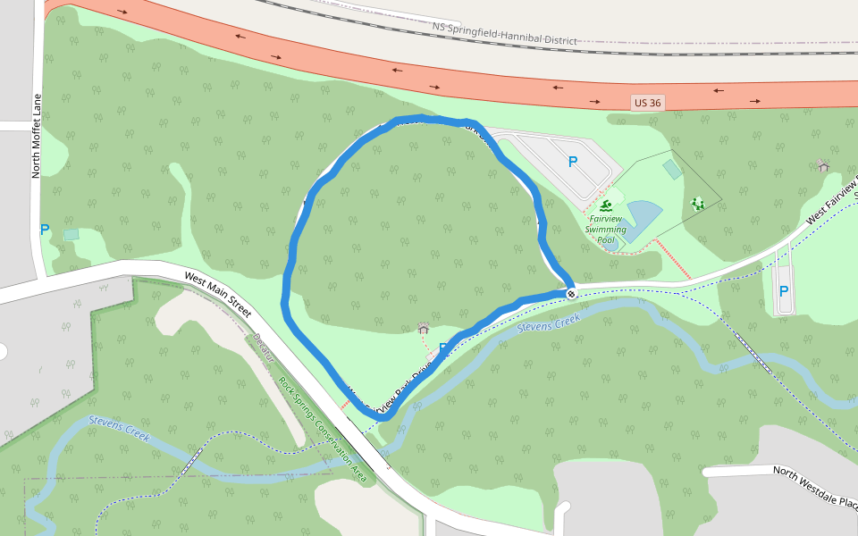 Fairview Park walking route map in Decatur