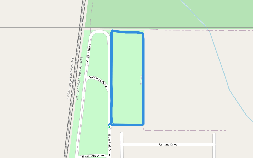 Ervin Park walking route map in Tuscola