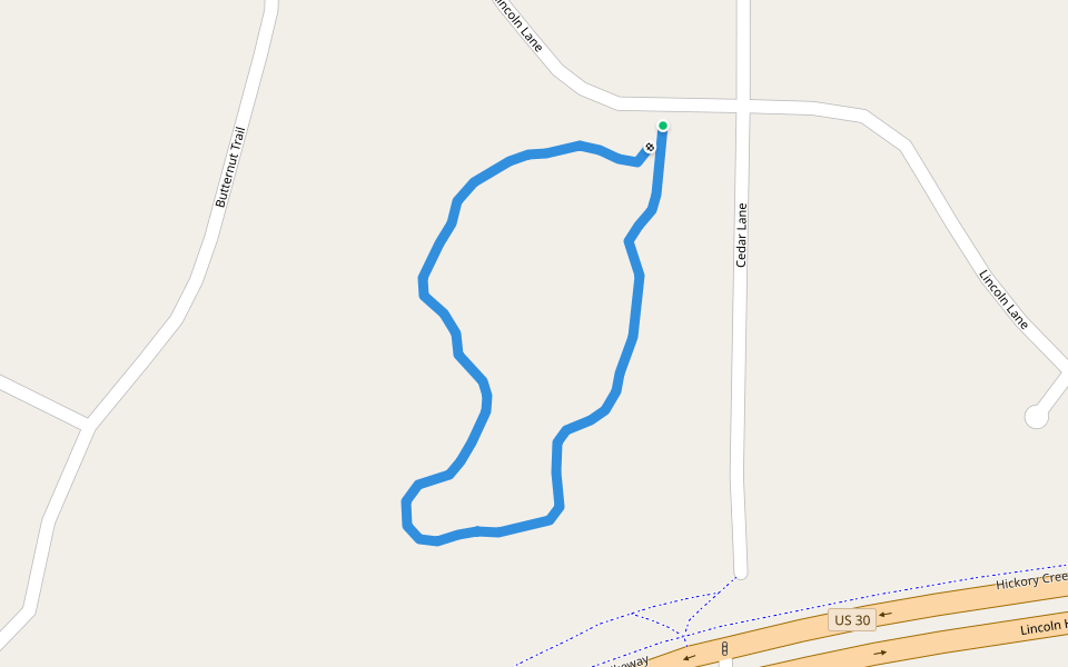 Butternut Park walking route map in Frankfort