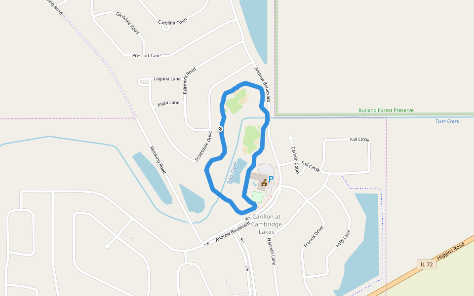 Rutland Forest Preserve walking route map in Pingree Grove