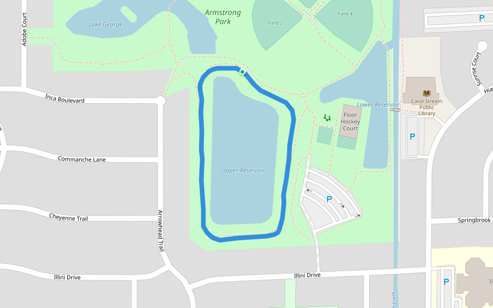 Armstrong Park walking route map in Carol Stream