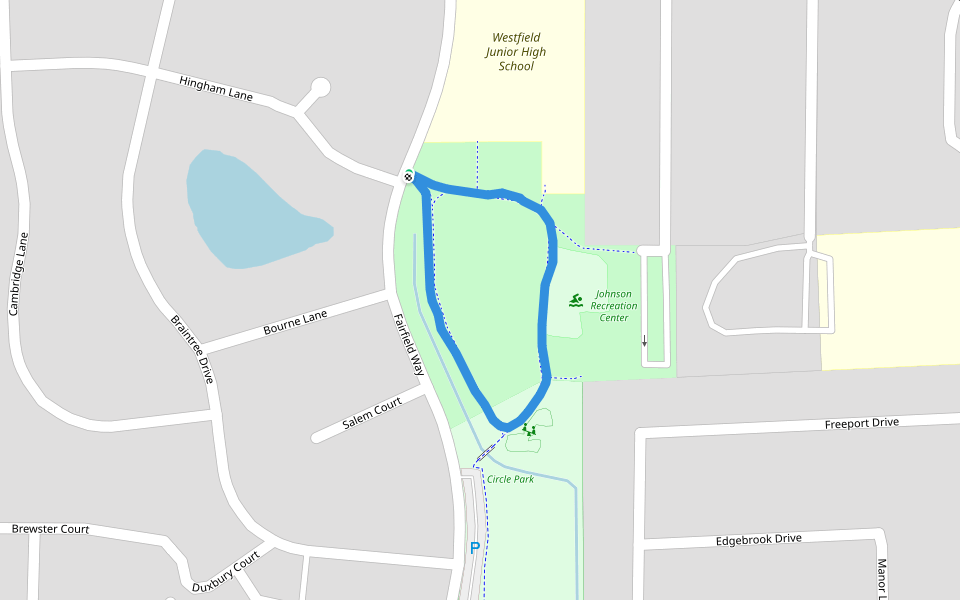 Johnson Recreation Center walking route map in Bloomingdale