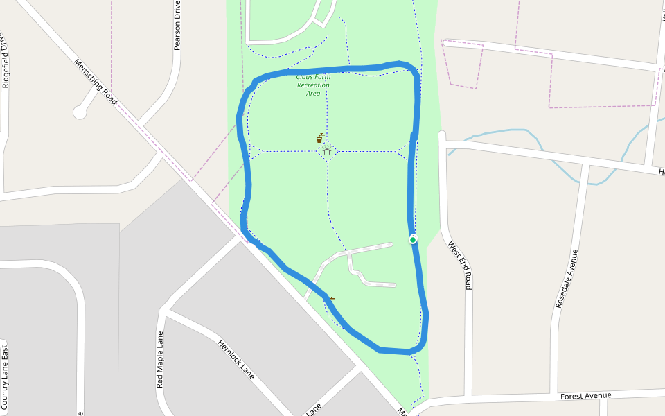 Clauss Farm Recreation Area walking route map in Roselle
