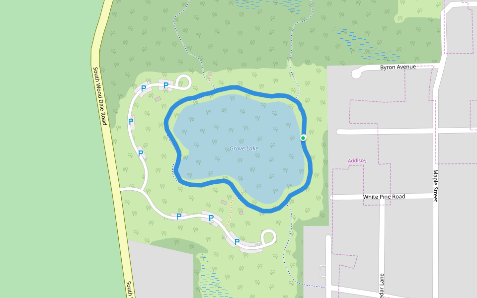 Grove Lake walking route map in Addison