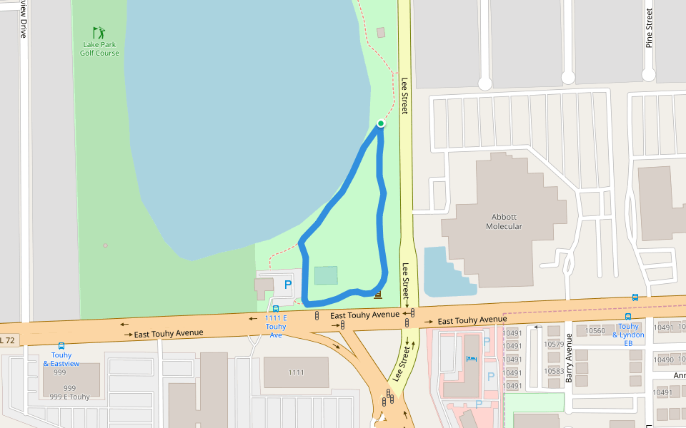 Lake Opeka walking route map in Des Plaines