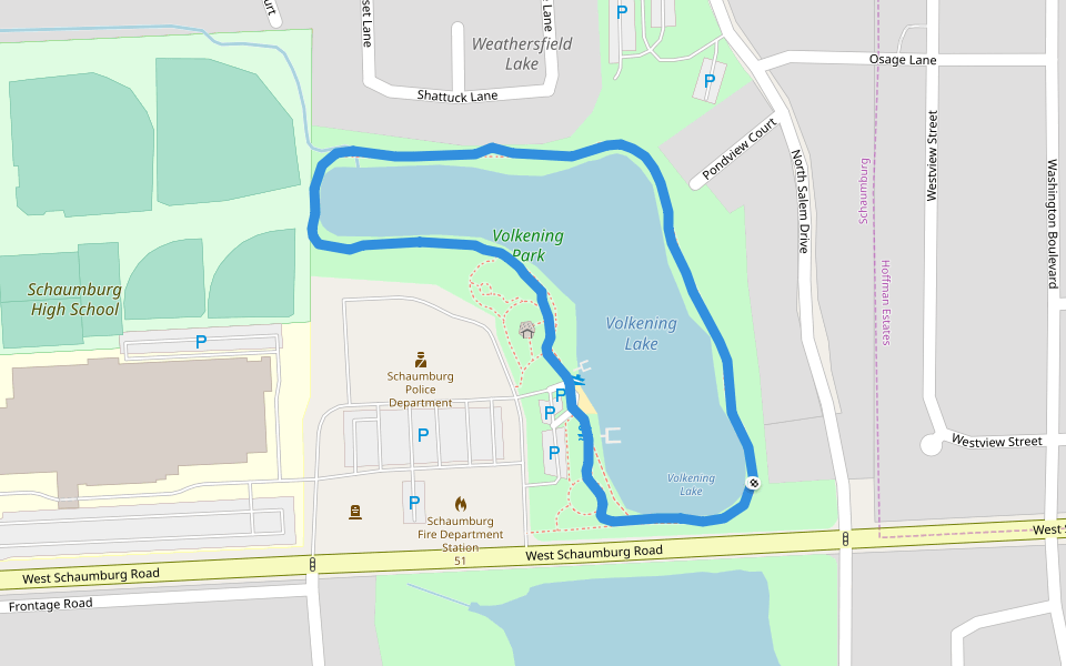 Volkening Lake walking route map in Schaumburg