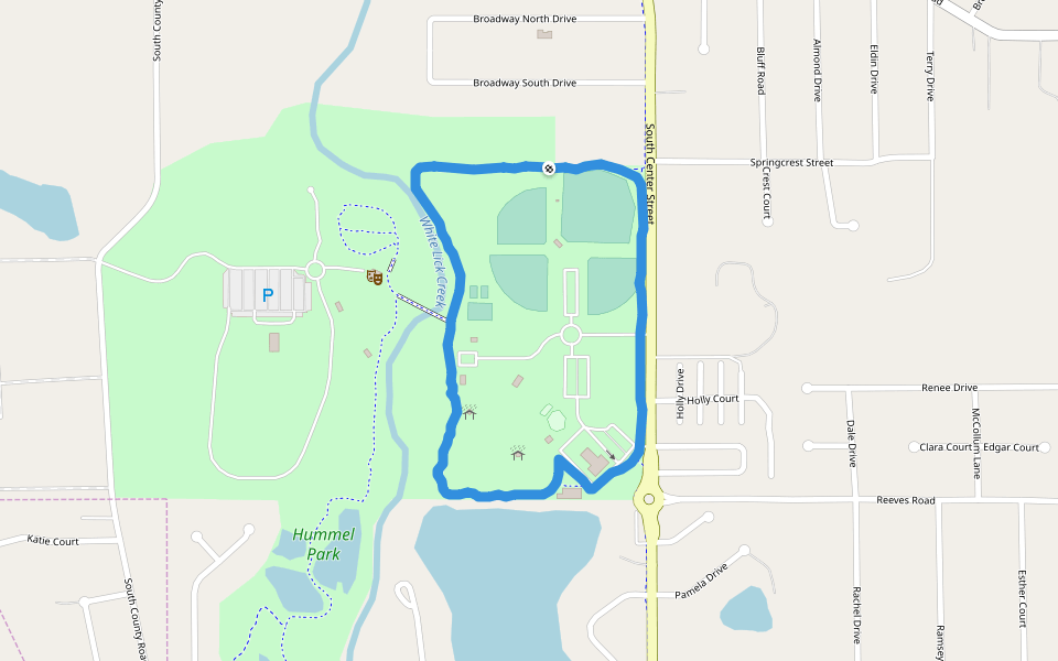 Hummel Park walking route map in Plainfield