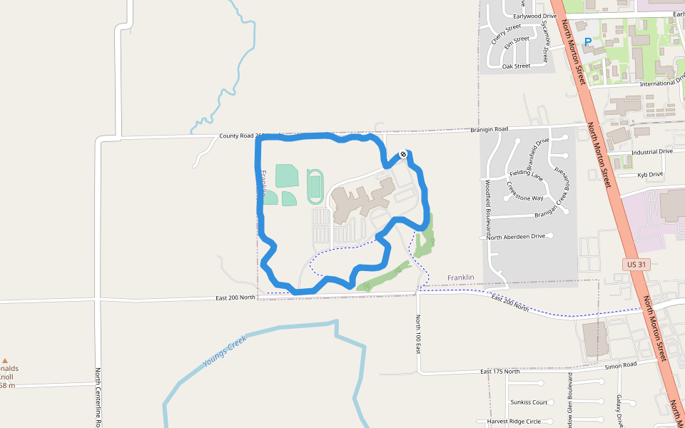 Franklin High School walking route map in Franklin