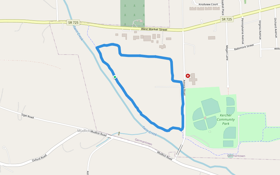 Kercher Community Park walking route map in Germantown